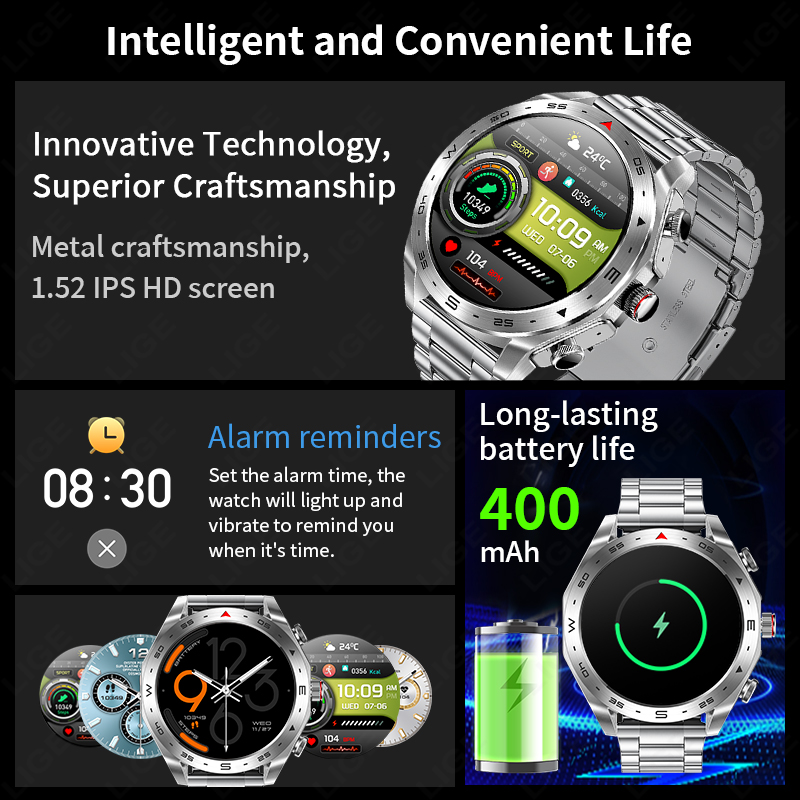 LIGE TWS Earbuds Bluetooth Hea - огляд і ціна Smartwatch Noise Watches For Women