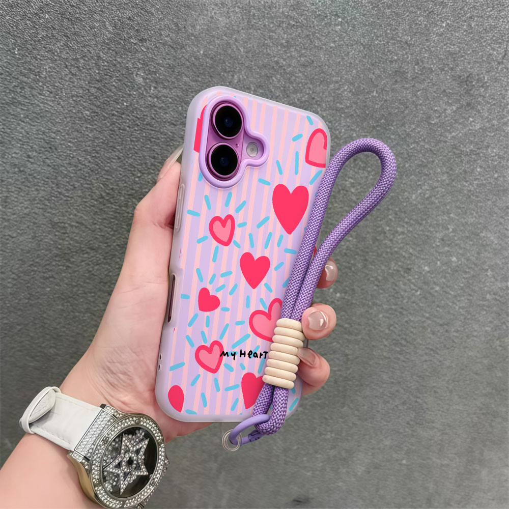 Red Heart Striped INS Phone Ca - огляд і ціна Samsung Galaxy Strap