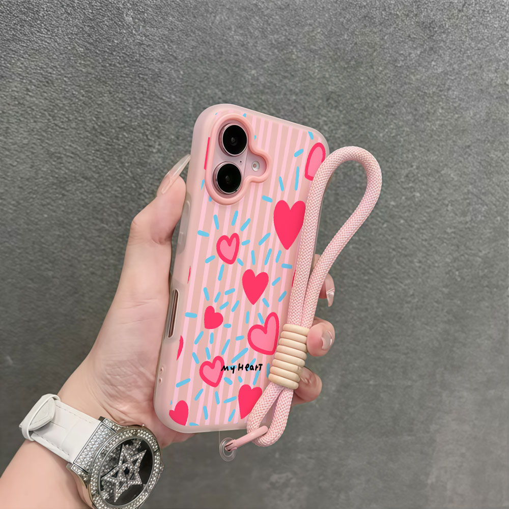 Red Heart Striped INS Phone Ca - огляд і ціна Samsung Galaxy Strap