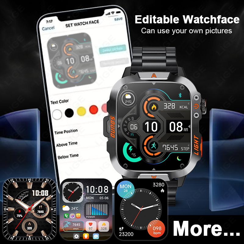 LIGE 1.96-inch Screen Rugged M - огляд і ціна Smartwatch Rugged Watches For Men