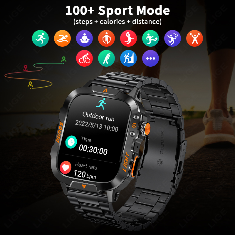 LIGE 1.96-inch Screen Rugged M - огляд і ціна Smartwatch Rugged Watches For Men