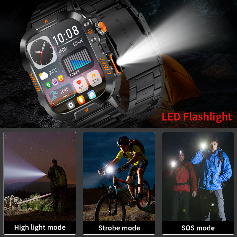 LIGE 1.96-inch Screen Rugged M - огляд і ціна Smartwatch Rugged Watches For Men