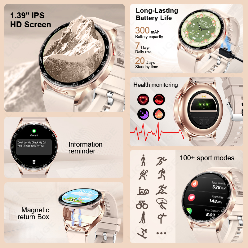 LIGE 2 In 1 TWS Headset Smart  - огляд і ціна Smartwatch Health Watches For Women
