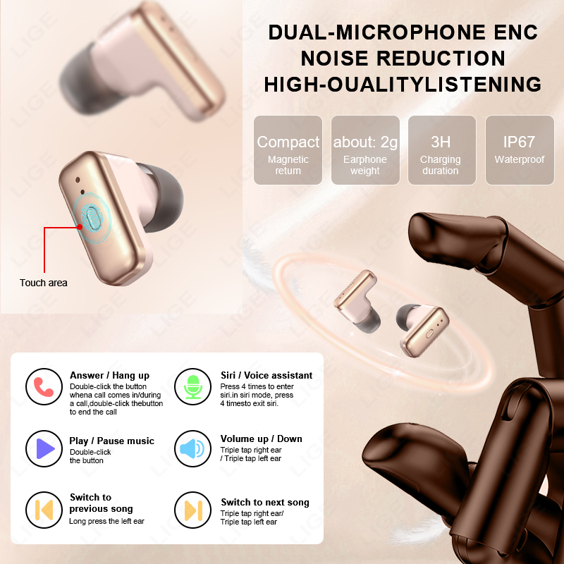 LIGE 2 In 1 TWS Headset Smart  - огляд і ціна Smartwatch Health Watches For Women
