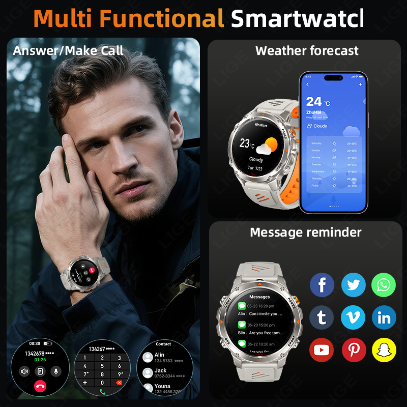 LIGE Rugged GPS Track Smart Wa - огляд і ціна Smartwatch Sports Watches For Men